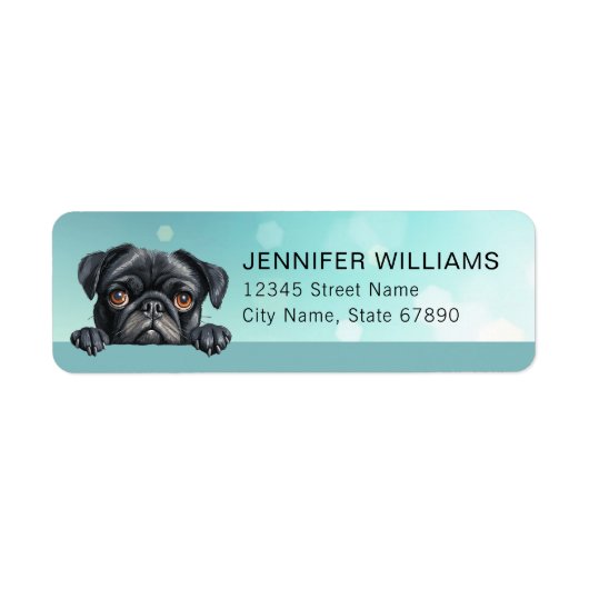 Pug-hond retouradreslabels etiket (Voorkant)