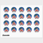 Pug Hond Rijden Auto In Sneeuw Kerstmis Ronde Sticker (Vel)