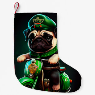 Pug Hond Rijden op Fiets St. Patrick's Day Kleine Kerstsok