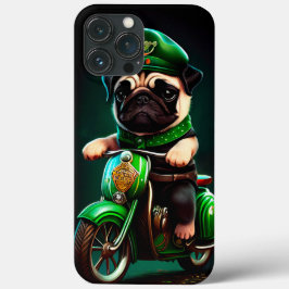Pug-hond rijdt op fiets St. Patrick's Day Case-Mate iPhone Case