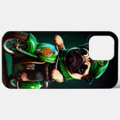 Pug-hond rijdt op fiets St. Patrick's Day Case-Mate iPhone Case (Achterkant (horizontaal))