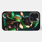Pug-hond rijdt op fiets St. Patrick's Day iPhone Hoesje (Achterkant horizontaal)