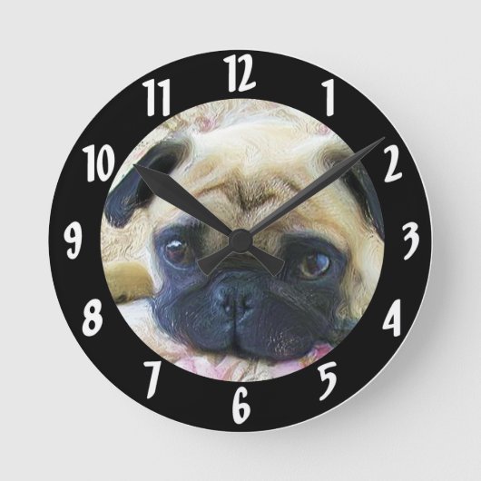 Pug hond ronde klok (Voorkant)