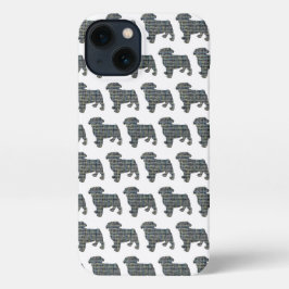 Pug Hond Schattig Silhouet Raster Wit iPhone 13 Hoesje