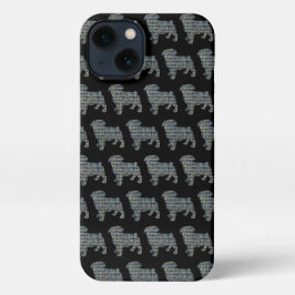 Pug Hond Schattig Silhouet Raster Zwart iPhone 13 Hoesje