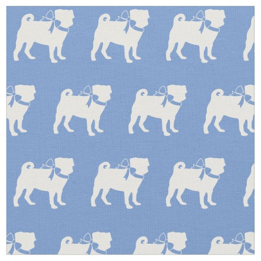 Pug Hond Silhouet Lichtblauw Stof (Close Up)