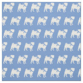 Pug Hond Silhouet Lichtblauw Stof (Swatch)