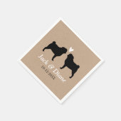 Pug Hond Silhouetten Trouwpaar Custom Servetten (Hoek)