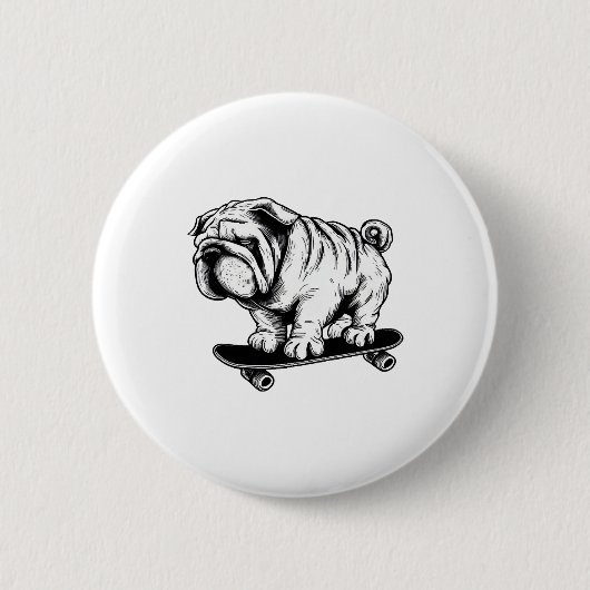 Pug hond skateboarder straat kunst tekening ronde button 5,7 cm (Voorkant)