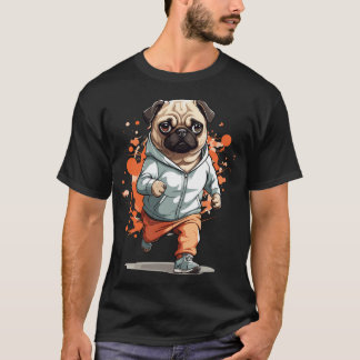 Pug Hond Streetwear Jogging Esthetische Stijl T-shirt