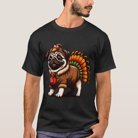 Pug Hond Thanksgiving T-shirt (Voorkant)