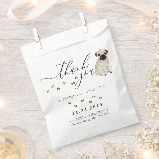 Pug hond Trouw Bedankt Bedankzakje (Geknipt)