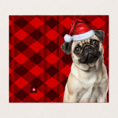Pug Hond Vakantie Rood Buffalo Plaid Kerstmis Kaart (Buitenkant ongevouwen)