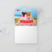 Pug Hond Valentijnsdag Truck Hartjes Kaart (Binnen)