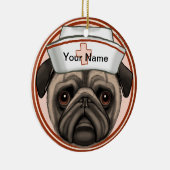 Pug Hond Verpleegster  Keramisch Ornament (Rechts)