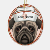 Pug Hond Verpleegster  Keramisch Ornament (Links)