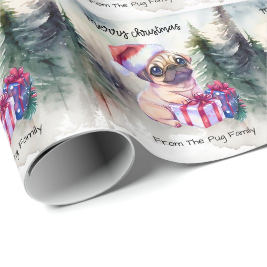 PUG Hond Vrolijk Kerstfeest Cadeaupapier (Rol Hoek)