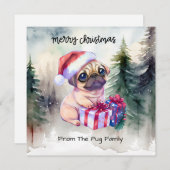 PUG-hond vrolijk kerstfeest  Feestdagenkaart (Voorkant / Achterkant)