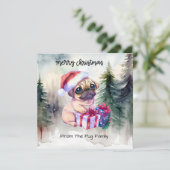 PUG-hond vrolijk kerstfeest  Feestdagenkaart (Staand voorkant)