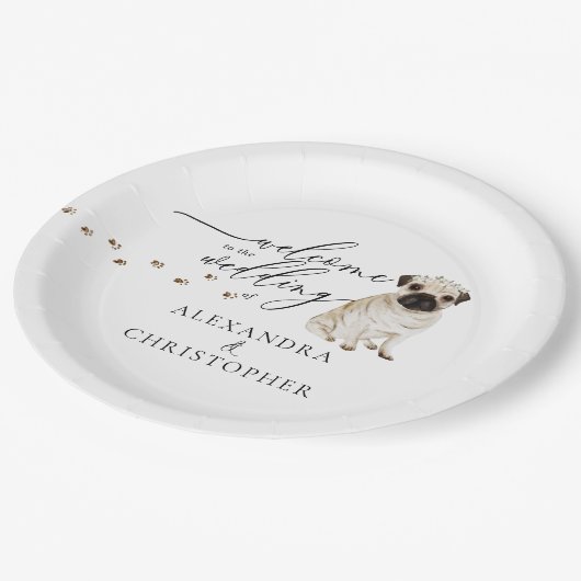 Pug Hond Welkom op bruiloft set Papieren Bordje (Gekanteld)