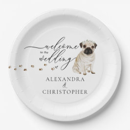 Pug Hond Welkom op bruiloft set Papieren Bordje