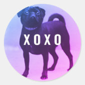 Pug Hond XOXO Valentijnsdag Ronde Sticker (Voorkant)