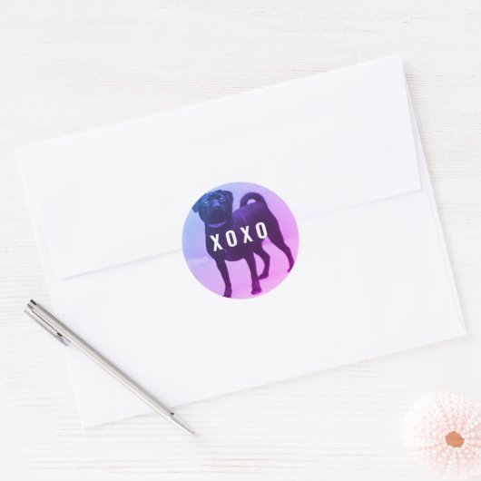 Pug Hond XOXO Valentijnsdag Ronde Sticker (Envelop)