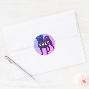 Pug Hond XOXO Valentijnsdag Ronde Sticker