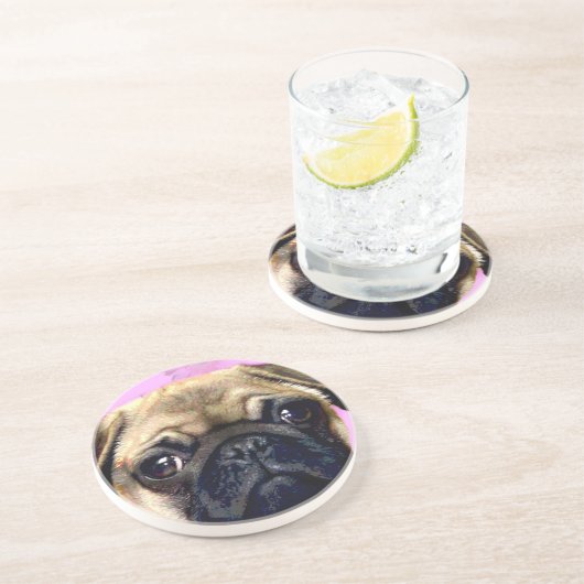 Pug hond zandsteen onderzetter (Zijkant)