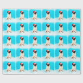 Pug Hond Zittend in de sneeuw met Kerstmis Santa H Cadeaupapier (Vlak)