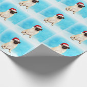 Pug Hond Zittend in de sneeuw met Kerstmis Santa H Cadeaupapier (Hoek)