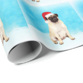 Pug Hond Zittend in de sneeuw met Kerstmis Santa H Cadeaupapier (Rol Hoek)