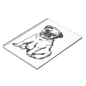 Pug hond, zwart & wit illustratie notitieboek (Linkerzijde)