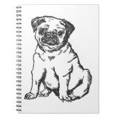 Pug hond, zwart & wit illustratie notitieboek (Voorkant)