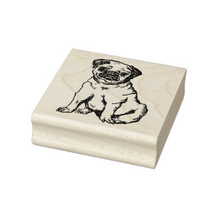 Pug hond, zwart & wit illustratie rubberstempel