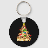 Pug Honden Boom Kerst Trui Xmas Huisdier Dier Do Sleutelhanger (Voorkant)