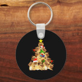 Pug Honden Boom Kerst Trui Xmas Huisdier Dier Do Sleutelhanger (Voorkant)