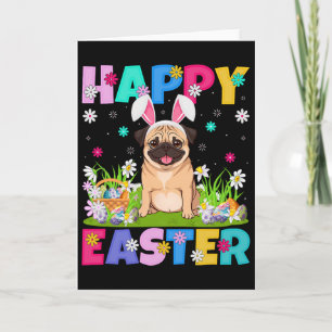 Pug Honden Gelukkig Pasen Eierjacht Konijn Oor Pug Kaart