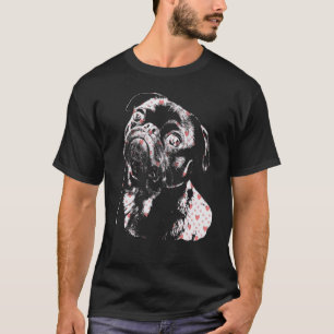 Pug Honden Gezicht Minimalistische Silhouet Met Ha T-shirt