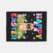 Pug Honden Happy Easter Egg Hunt Bunny Ear Pug Eas Fleece Deken (Voorkant (Horizontaal))