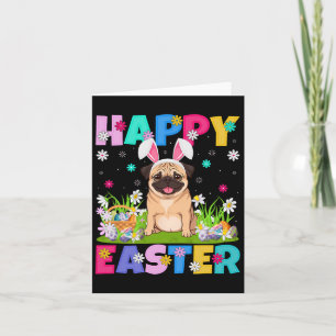 Pug Honden Happy Easter Egg Hunt Bunny Ear Pug Eas Kaart