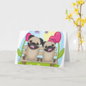 Pug Honden in Liefde Kaart (Gele Bloem)