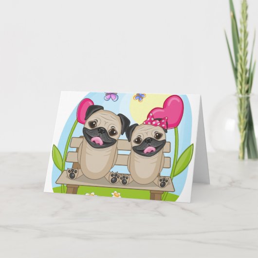 Pug Honden in Liefde Kaart (Voorkant)