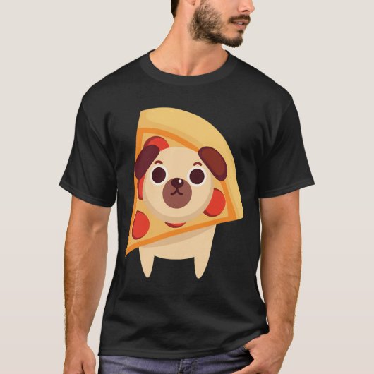 Pug Honden Pizza T-shirt (Voorkant)