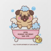 Pug Honden Verzorgings Salon Raamsticker (Vel)