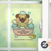 Pug Honden Verzorgings Salon Raamsticker (Huis)