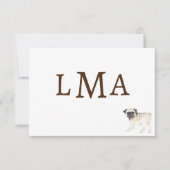 Pug Hondenliefhebber Monogram Note Kaart Notitiekaartje (Voorkant)