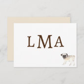 Pug Hondenliefhebber Monogram Note Kaart Notitiekaartje (Voorkant / Achterkant)
