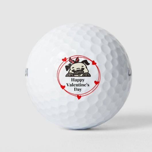 Pug Hondenliefhebbers voor Valentijnsdag Golfballen (Voorkant)