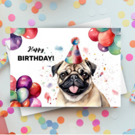 Pug Hondenportret Schattige Pet Party Pet Happy Bi Kaart